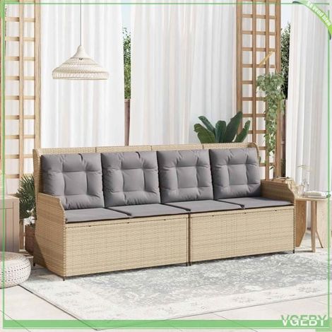 Banc de jardin - FAFEICY - 3394452 Réclinable - Dossier réglable - Polyrotin beige - Structure acier (1/5)