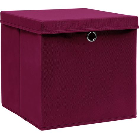 Maison Exclusive - Contenitori con Coperc4 pz 28x28x28 cm Rosso Scuro