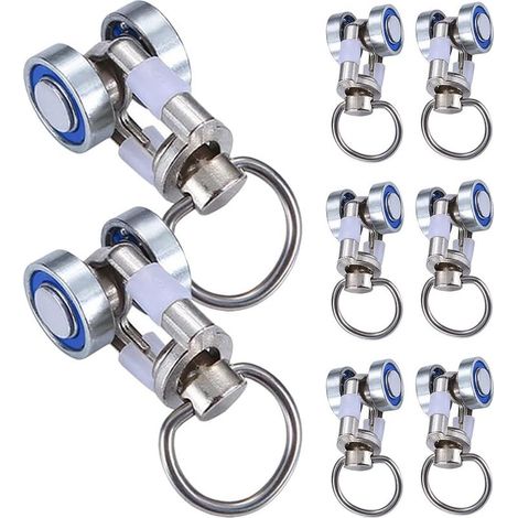 Lot de 8 Rouleaux de Rideau pour Rideau Roulette coulissante pour Rail Accessoire Rail Métal argenté (1/5)