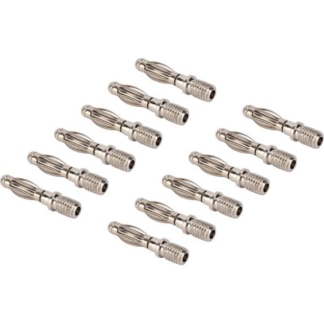 100 connecteurs banane mâle 4mm M5 en cuivre, lot de 100 fiches bananes pour tests électroniques, 21.180 (1/5)