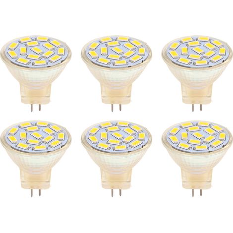 Ampoule LED GU4 270LM 15LED, lumière à économie d'énergie MR11, perles de lampe sur piste 12V 3W, chaude 3000K, 6 pièces