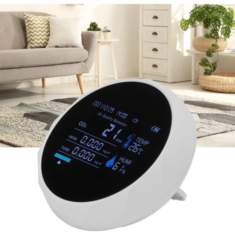 Détecteur de dioxyde de carbone 7 en 1 connecté Bluetooth ZN-2CO16, détecteur de COV totaux (TVOC), mesure de la température, enregistrement des données de CO2 et de formaldéhyde, blanc (1/5)