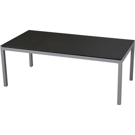 Inko Gartentisch Aluminium silber 160x90 cm Terrassentisch Tischplatte nach Wahl Deropal schwarz