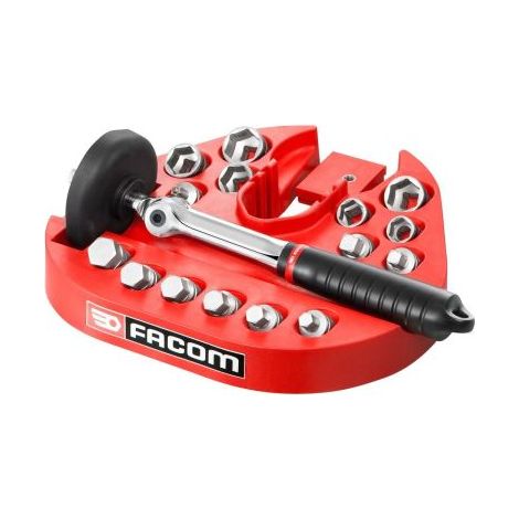 Facom – Coffret multi-outils de vidange 17 pièces – Clé à drain D.48 – Embouts magnétiques pour douilles 8-21mm – Support inclus (1/3)