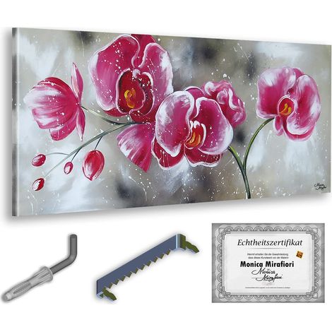 Monica Mirafiori I 100% handgemalt I Gemälde Orchideen 140x70cm Gemälde Handgemalt Acrylique Sehr Großes Acrylbild I Moderne Kunst I Kunstbilder (1/5)