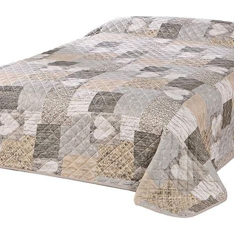 Bedspread for Double Bed, Patchwork Brown, 240 x 260 cm (1/5)