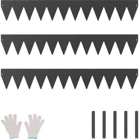 Bordillos de acero para jardines, paquete de 6, 40 x 8 pulgadas, metal resistente a la corrosión, flexible, negro, 3 piezas - 40 x 6 pulgadas (1/2)