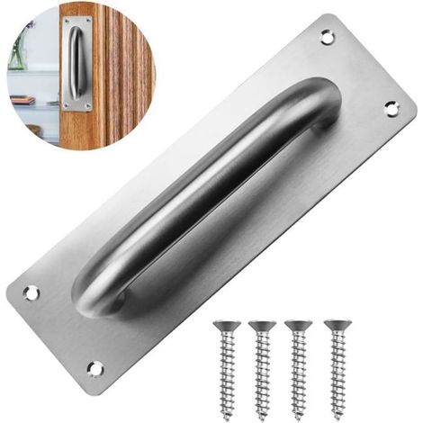 HOXILEELEOPoignée de Porte Coulissante avec 4 Vis Poignée de Porte Grange avec Plaque Arrière Poignées de Porte à Pousser en Acier Inoxydable (1/5)