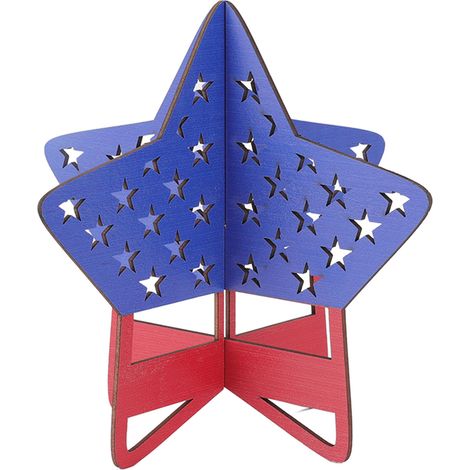 Lot de 2 blocs étoiles en bois patriotiques pour décoration de table du 4 juillet (1/5)
