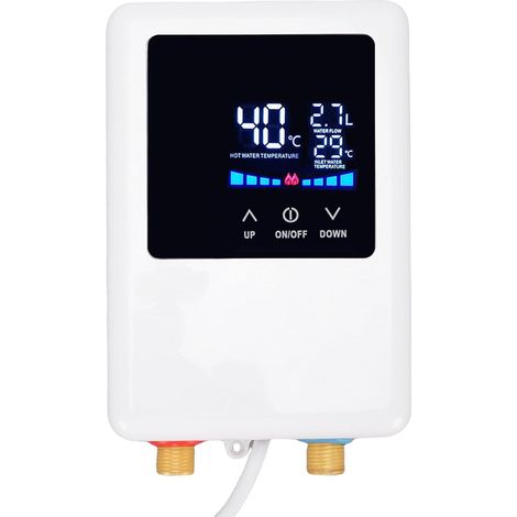 Mini calentador de agua, pequeño calentador eléctrico mural de 220 V y 3500 W para instalar debajo del fregadero, con pantalla LCD, apto para baños. (1/5)
