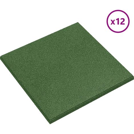 vidaXL Losas de Protección contra Caídas 12 uds. Verde 50 x 50 cm Goma (1/2)