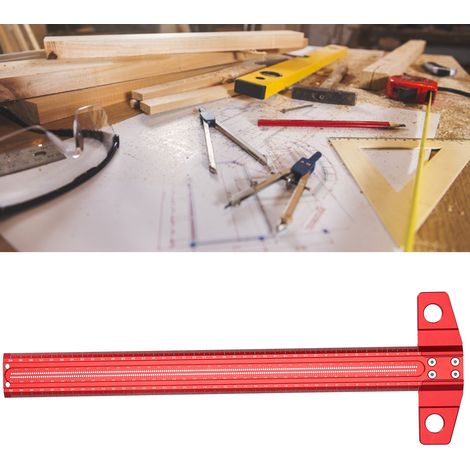 Règle de traçage pour le travail du bois, règle en T, équerre, traceur, gabarit de perçage, outil multifonctionnel pour le travail du bois, 400 mm (1/5)
