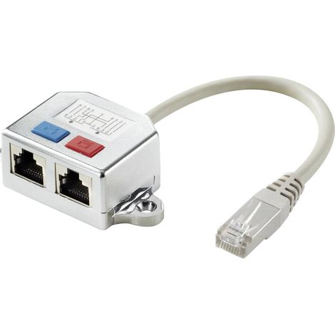 Adaptateur en T RJ45 CAT 6 – 2x RJ45 femelle, 1x RJ45 mâle – Longueur 15 cm – Boîtier métallique pour transmission fiable – - A807802 (1/4)