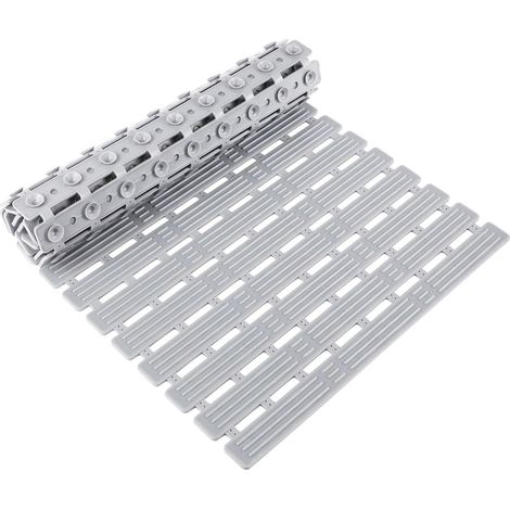 Tappetino da bagno antiscivolo, 68x40 cm, tappetino da doccia lavabile in lavatrice, tappetino da doccia in PVC, con ventose e fori di scarico, per doccia, vasca da bagno, grigio chiaro (1/5)