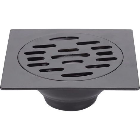Bodenablauf, quadratischer Duschbodenablauf aus schwarzem Edelstahl, verstärktes, robustes Abflusssieb, verstopfungsfreier Spülbecken-Bodenablauf (gängiger Bodenablauf) (1/5)