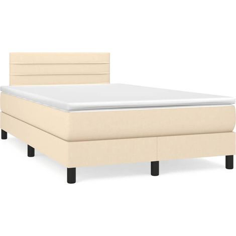 Sommier à lattes de lit avec matelas crème 120x190 tissu (1/5)