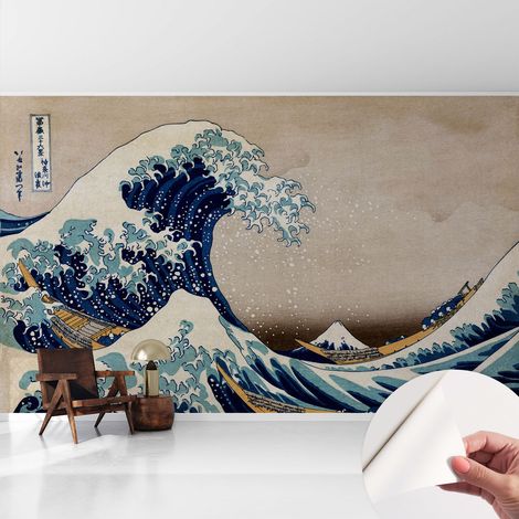 Selbstklebende Tapete - Wanddekoration Wohnzimmer - Tapete Schlafzimmer Dramatische Welle 416x254 cm (1/5)