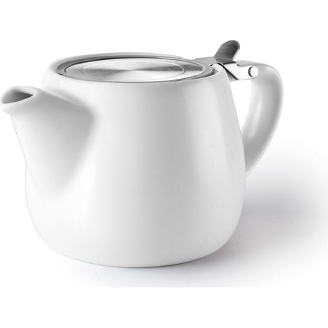 Théière en porcelaine blanche — 540 ml. Cette théière de grande capacité arbore un émail blanc immaculé, sans défaut et d'un raffinement exquis. (1/2)