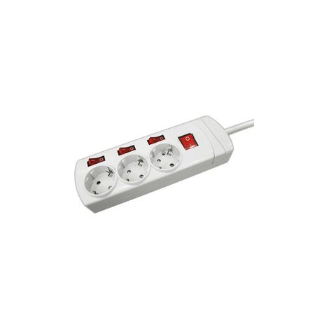 Base Multiple 3 Enchufes 4 Interruptores Cable 1,5m BLANCO (1/2)