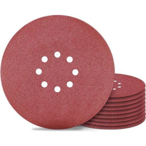 Disque de Ponçage 225 mm Papier Abrasif 8 Trous Grain 320 pour Ponceuse Murale 10PCS (1/4)