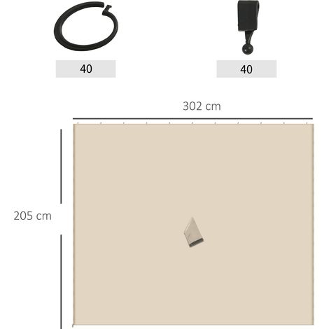 rideaux de rechange pour tonnelles 3x3m, robustes, pour poteaux et rails coulissants, double fermeture éclair, beige (1/5)