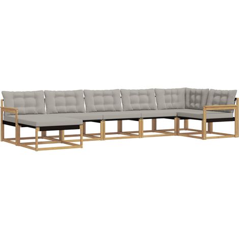Set di divani da esterno 7 pcs Bianco e Grigio Chiaro vidaXL