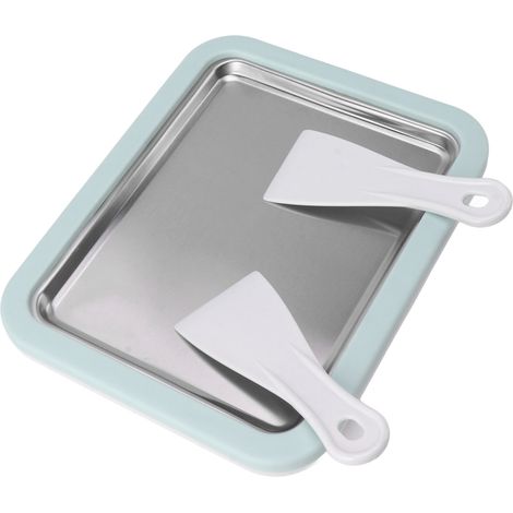 Rouleau à crème glacée en inox, plaque froide instantanée, fait maison DIY, lot avec 2 spatules pour glaces, slushies et yaourt (1/5)