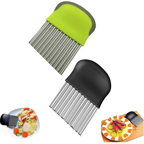 Wavy Blade Knife, Stainless Steel Wave Knife Potato Knife Multifunctional Kitchen Cutting Tool for French Fries Vegetables (1/5)
