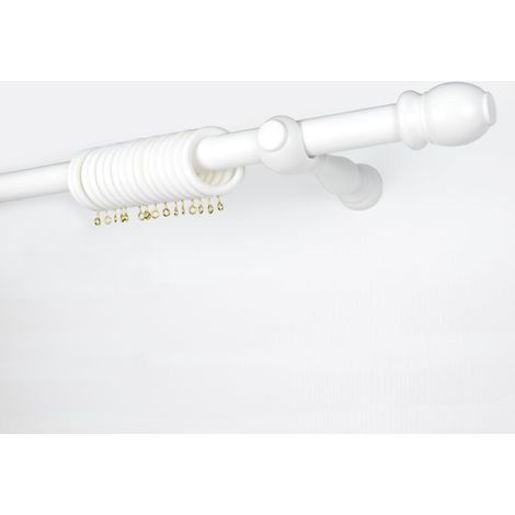 TENDAGGIMANIA Bastone Tenda in Legno Diametro 35 mm, Movimento Manuale, Completo di Tutti Gli Accessori, Color Bianco - 160 CM (1/5)