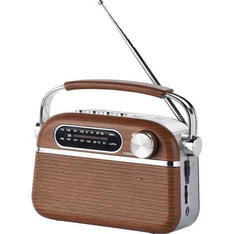 HALTERREGO Radio Vintage Grandes Ondes Aspect Bois, AM/FM/SW Lecteur USB/Carte Micro SD Prise Secteur ou Pile (Non Incluse) (1/5)