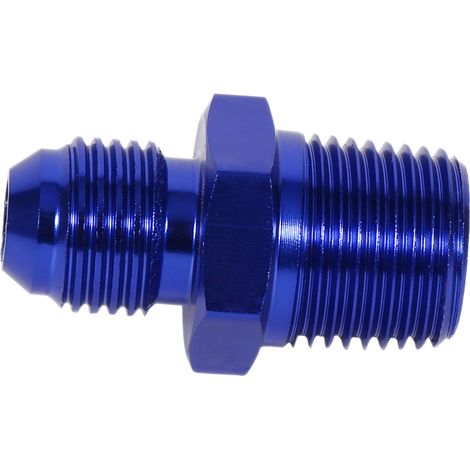 Raccord adaptateur droit AN6 mâle évasé aluminium vers 3/8 NPT, bleu, pour carburant et huile (1/5)