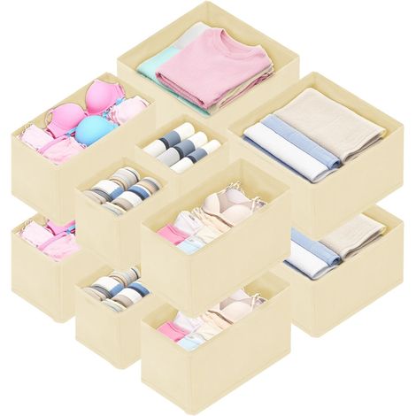 Lot de 12 Organisateurs de Tiroir, Rangement Vetement Dressing en Tissu Pliable, Boîtes de Rangement pour Vêtements, Sous-Vêtements, Chaussettes, Cravates, Ceintures, Idéal pour Dressing et Armoire (1/5)