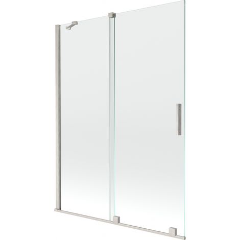 Paroi de baignoire coulissante à 2 volets Mexen Velar 130 x 150 cm, transparent, nickel brossé - 896-130-000-01-97 (1/2)
