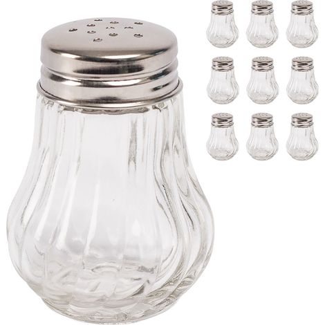 Salz- und Pfefferstreuer-Set, 10-teilig, geriffeltes Glas