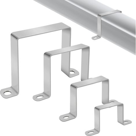 Lot de 8 colliers de serrage pour tubes carrés - 85 mm, 65 mm, 55 mm, 45 mm - Support d'angle en U - En acier inoxydable 304 (1/5)