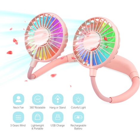 Ventilateur Cou Aromathérapie – 3 Vitesses – LED 7 Couleurs – Sport – Modèle 2 – Léger – Portable (1/5)