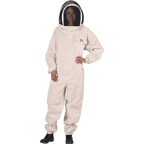 LYERCW - Une salopette d'apiculture en coton naturel + une paire de gants en peau de mouton