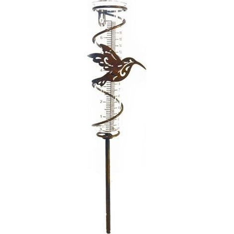 Regenmesser aus Eisen im Kolibri-Stil, Regenauffangrohr, Regenmessrohr für den Außenbereich, 45 cm (1/5)