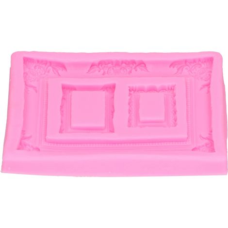 Moule en silicone pour cadre photo vintage, outil de décoration de gâteaux en fondant, moule pour chocolat et pâte à modeler, rose (1/5)