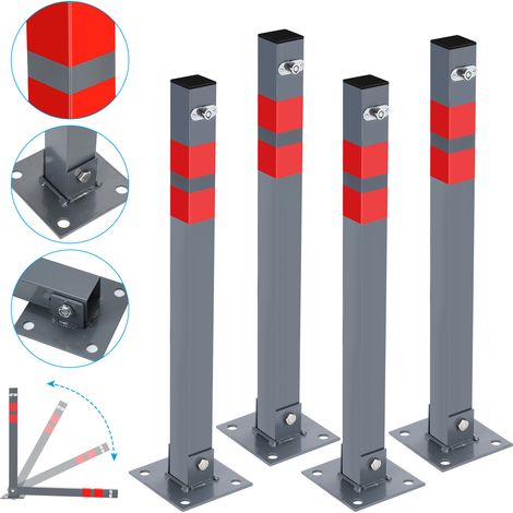 Swanew – Barrière de parking rabattable en acier inoxydable – Dimensions 15x15x67cm – 3 clés incluses – Installation facile avec vis fournies