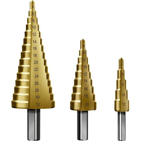 FRESA CONICA A GRADINI HSS IN SET 3 pezzi