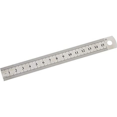 Règle droite argentée de 15 cm en acier inoxydable - Règle droite de précision double face - Fournitures de dessin pour l'école, le bureau, la papeterie, le matériel pédagogique (1/5)