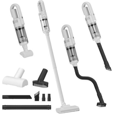 (Blanc) Aspirateur Balai sans Fil Puissant, 6 en 1 Aspirateur sans Fil Puissant,avec Tuyau Extensible 1m, Brosse Canapé, Lumière LED pour Poils d’Animaux Tapis Sols Durs et Voiture (1/5)