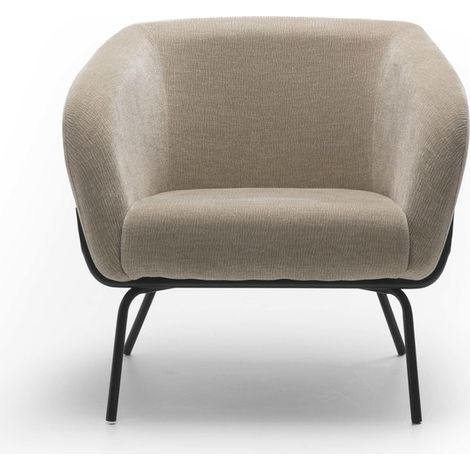Poltrona Sherry Design Moderno Seduta in Velluto Beige e Gambe in Metallo Verniciato, Dimensioni 74x75x69 cm per Living Contemporaneo (1/5)