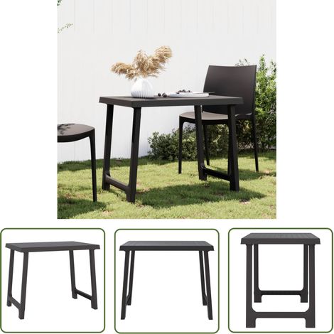 The Living Store Table de camping anthracite 79x56x64 cm PP aspect de bois - Table De Camping - Table De Jardin - Mobilier De Jardin - Table Pliante - Table Extérieure (1/5)
