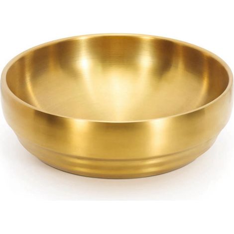 Bol À Soupe En Acier Inoxydable - Double Paroi - Capacité 1000 Ml - Diamètre 18,5 Cm Hauteur 6,5 Cm - Or - 1 Pièce (1/5)