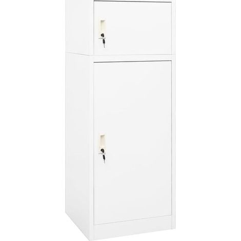 Casier de rangement blanc en forme de selle, 53x53x140 cm, acier. (1/5)