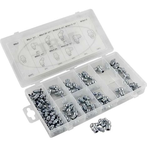 Lubrificante jbm assortimento di ingrassatori 110 pezzi resistente organizzato