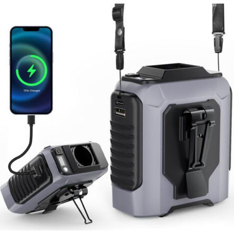 Ventilateur de Ceinture Portable Rechargeable, Mini Ventilateur Clip 5 Vitesses,Ventilateur de Taille pour T-Shirt avec Lampe Torche, Idéal pour Extérieur, Voyage, Randonnée et Camping