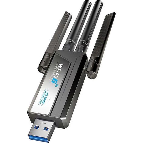 Carte réseau sans fil WiFi 6E double bande 2,4 GHz/5 GHz avec récepteur USB 3.0 et adaptateur WiFi 3000 Mbps pour Windows 10/11 (1/5)